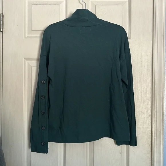 NWOT Madewell green lane Button-Sleeve Turtleneck Top size XS - Picture 3 of 8